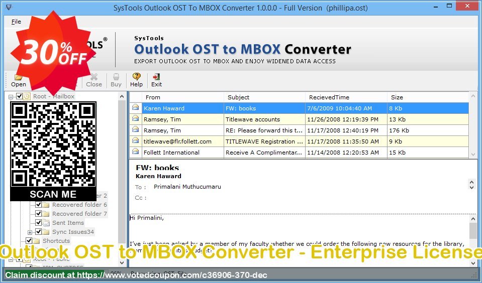 Outlook OST to MBOX Converter - Enterprise Plan Coupon, discount SysTools Summer Sale. Promotion: 