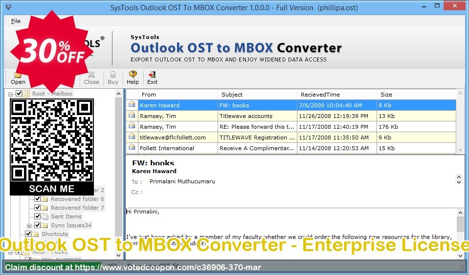 Outlook OST to MBOX Converter - Enterprise Plan Coupon, discount SysTools Summer Sale. Promotion: 