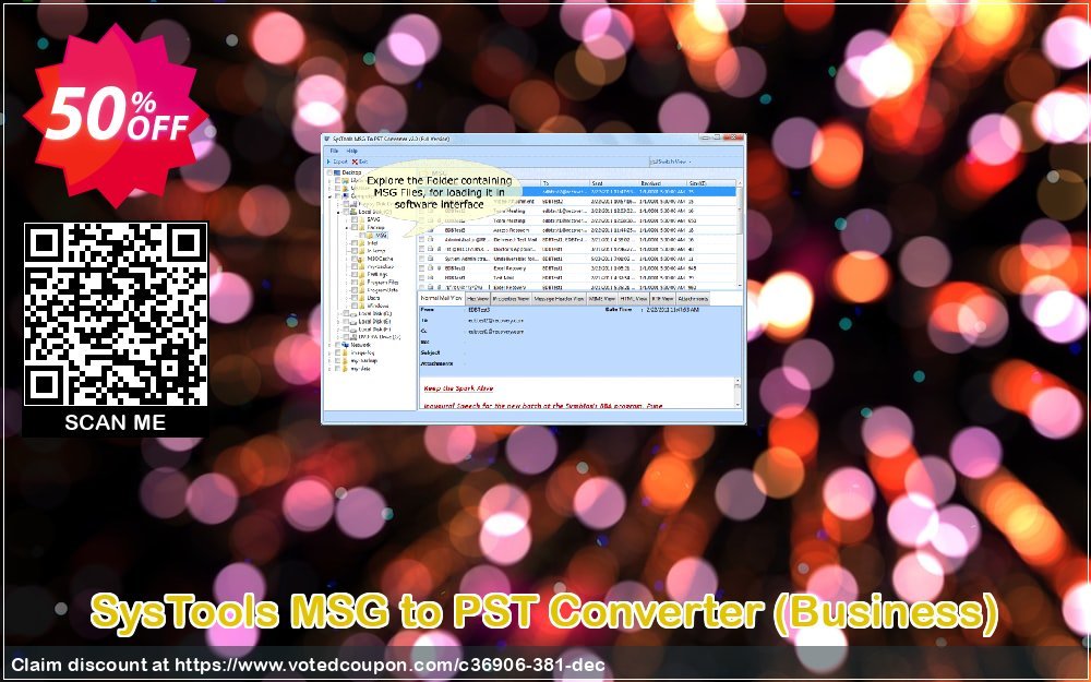 Get 50% OFF SysTools MSG to PST Converter, Business Coupon