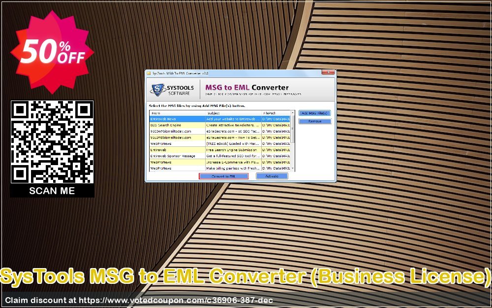 Get 30% OFF SysTools MSG to EML Converter, Business License Coupon
