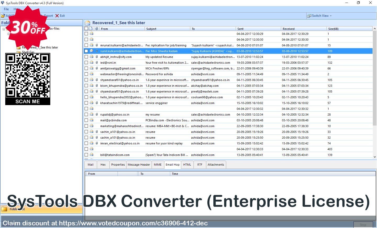 SysTools DBX Converter, Enterprise Plan  Coupon, discount SysTools coupon 36906. Promotion: 