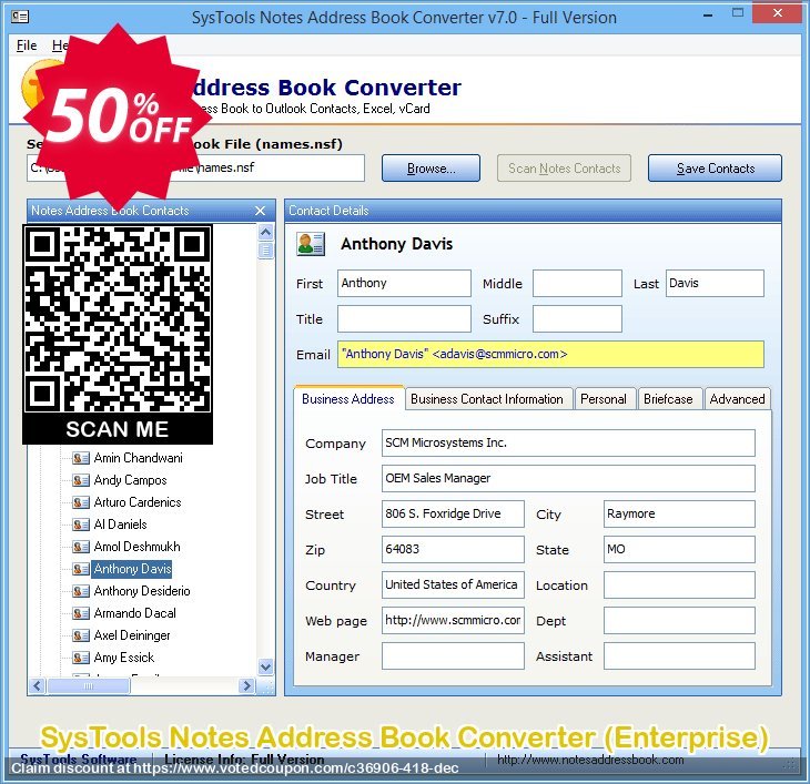 SysTools Notes Address Book Converter, Enterprise  Coupon, discount SysTools coupon 36906. Promotion: 