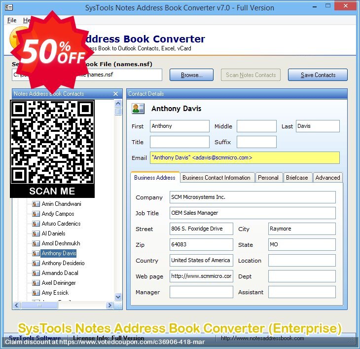 SysTools Notes Address Book Converter, Enterprise  Coupon, discount SysTools coupon 36906. Promotion: 