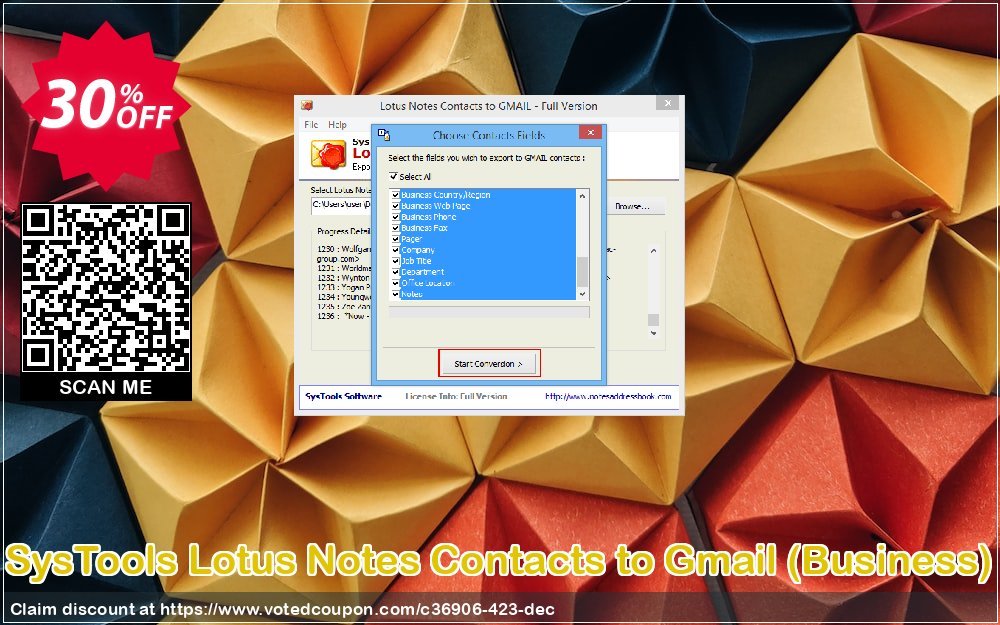 SysTools Lotus Notes Contacts to Gmail, Business  Coupon Code Jun 2023, 30% OFF - VotedCoupon