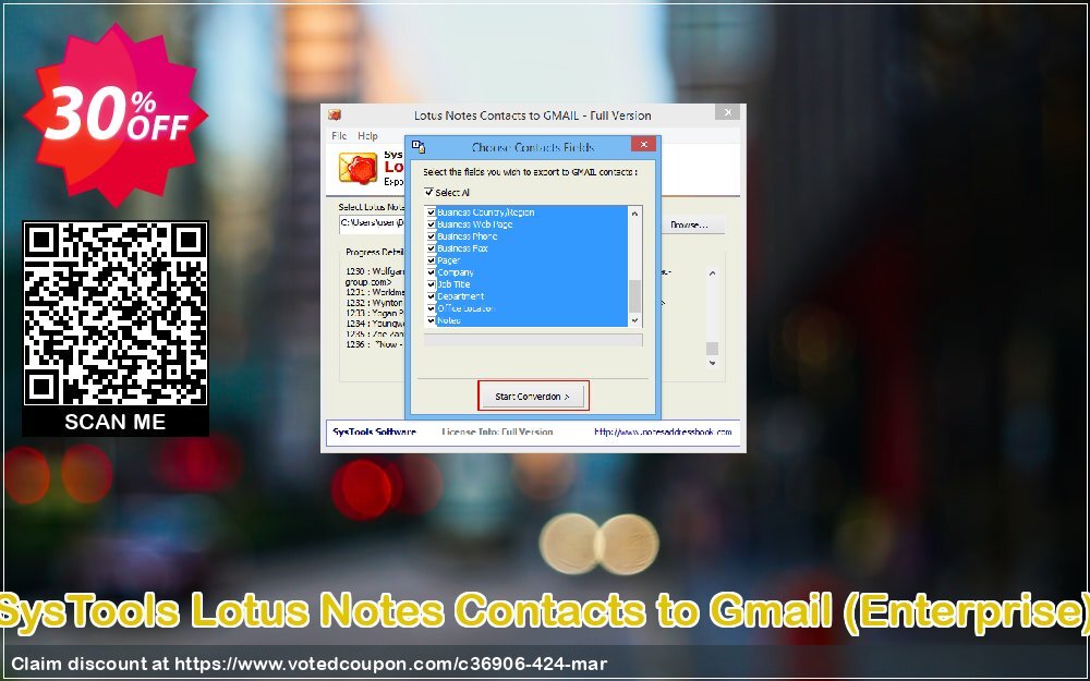 SysTools Lotus Notes Contacts to Gmail, Enterprise  Coupon Code Apr 2024, 30% OFF - VotedCoupon