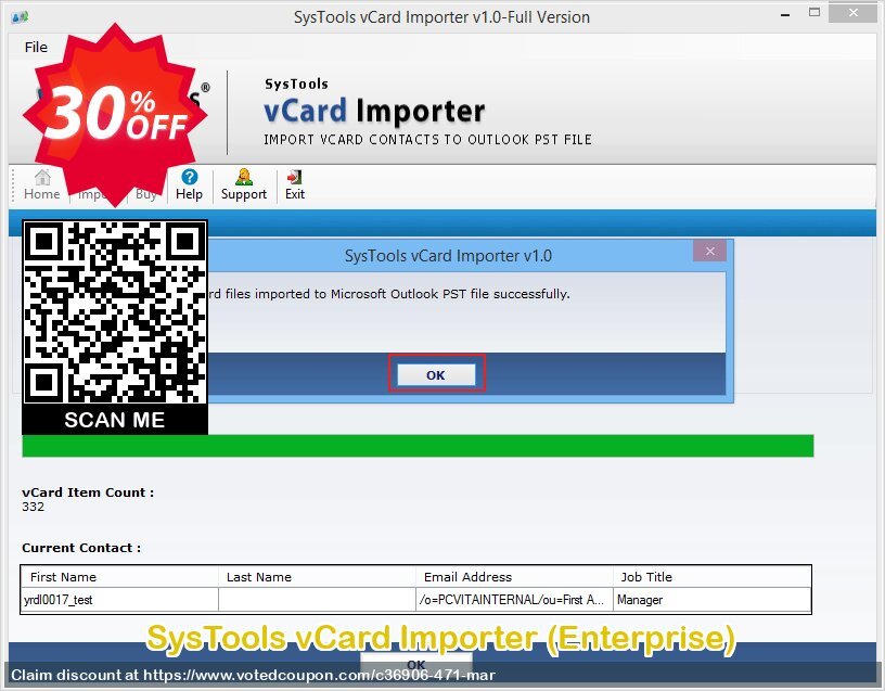 SysTools vCard Importer, Enterprise  Coupon, discount SysTools coupon 36906. Promotion: 