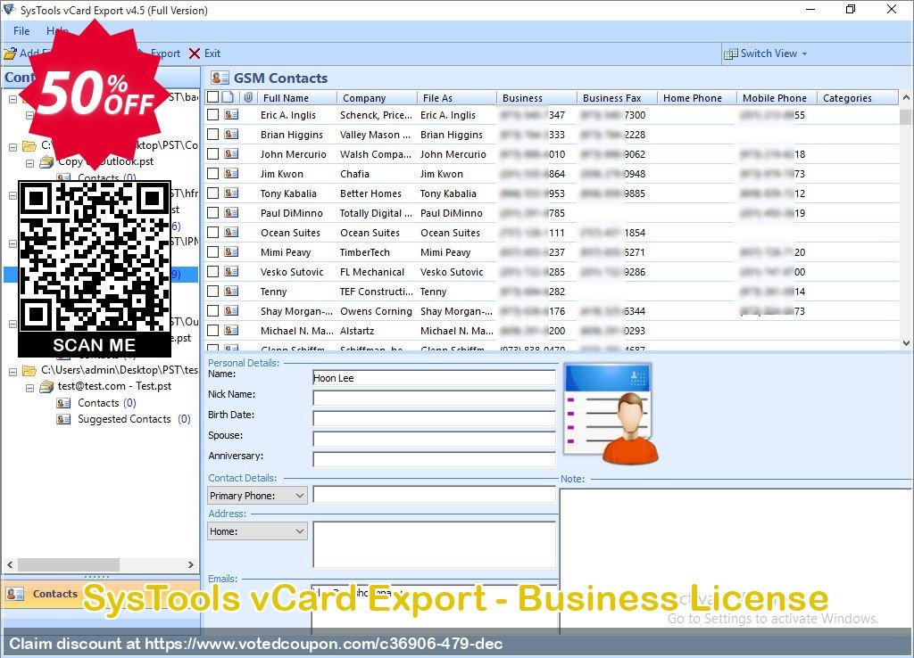 SysTools vCard Export - Business Plan Coupon, discount SysTools Summer Sale. Promotion: 