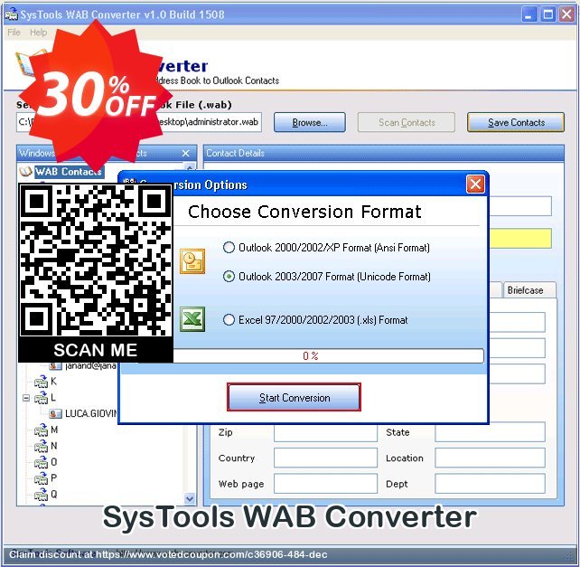 SysTools WAB Converter Coupon, discount SysTools Summer Sale. Promotion: 