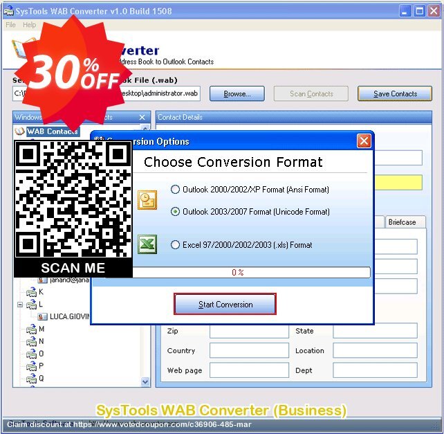 SysTools WAB Converter, Business  Coupon, discount SysTools coupon 36906. Promotion: 