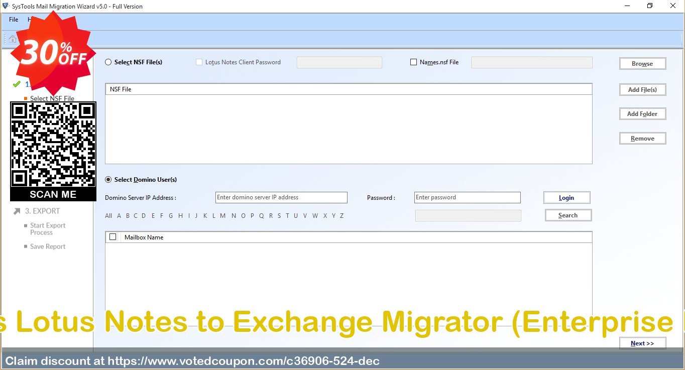 SysTools Lotus Notes to Exchange Migrator, Enterprise Plan  Coupon Code Apr 2024, 30% OFF - VotedCoupon
