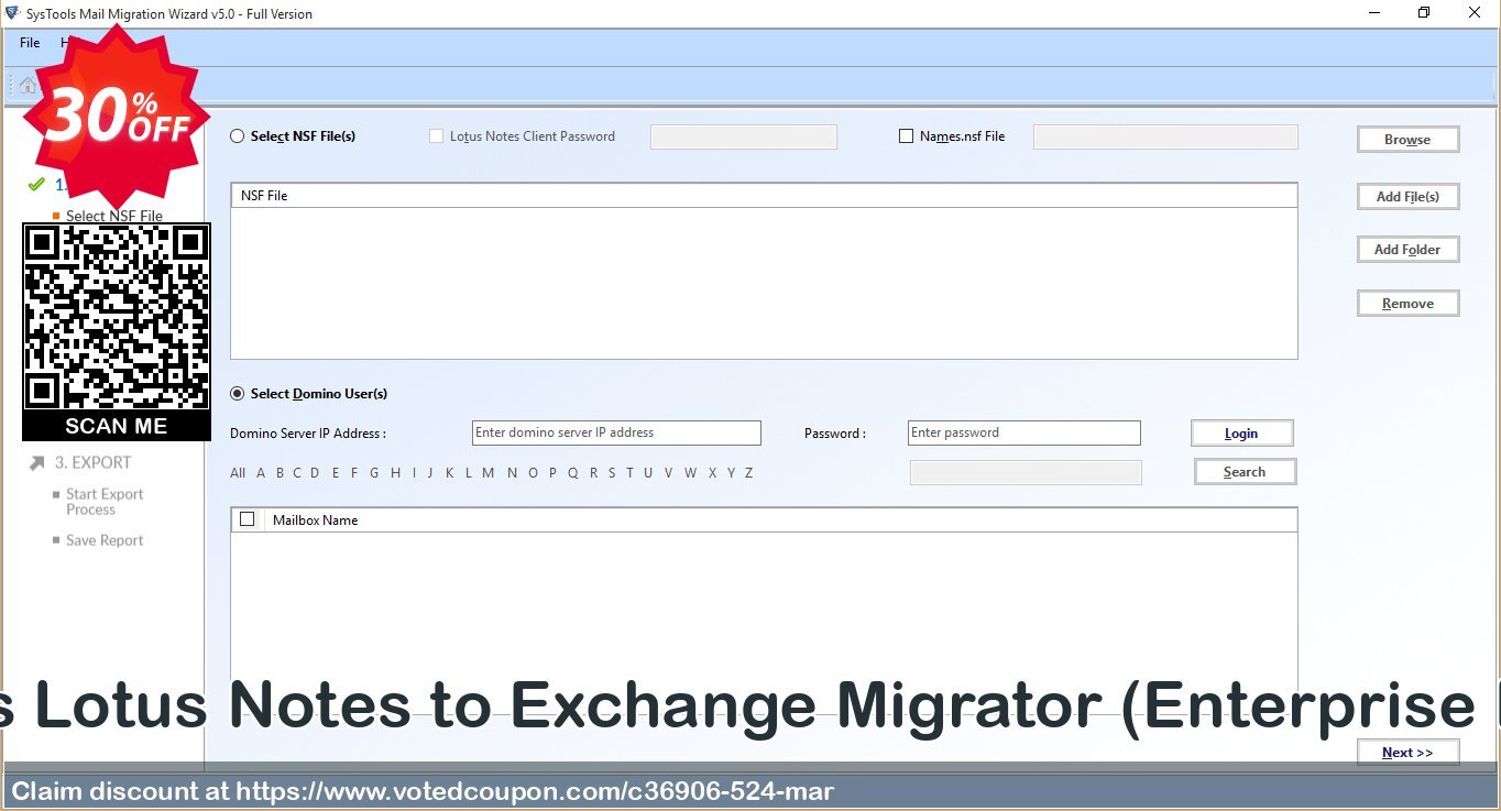 SysTools Lotus Notes to Exchange Migrator, Enterprise Plan  Coupon, discount SysTools coupon 36906. Promotion: 