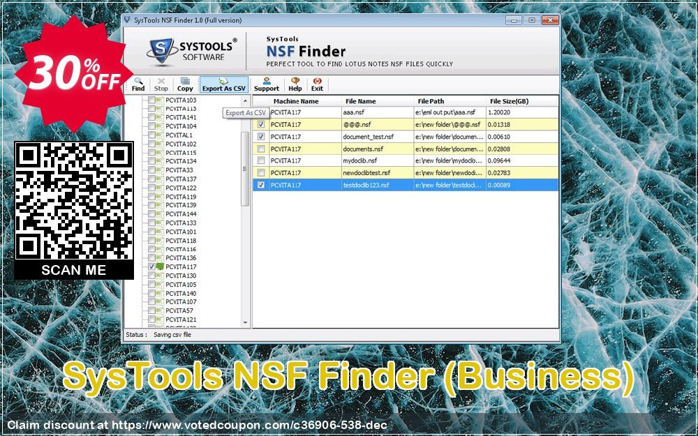 SysTools NSF Finder, Business  Coupon, discount SysTools coupon 36906. Promotion: 