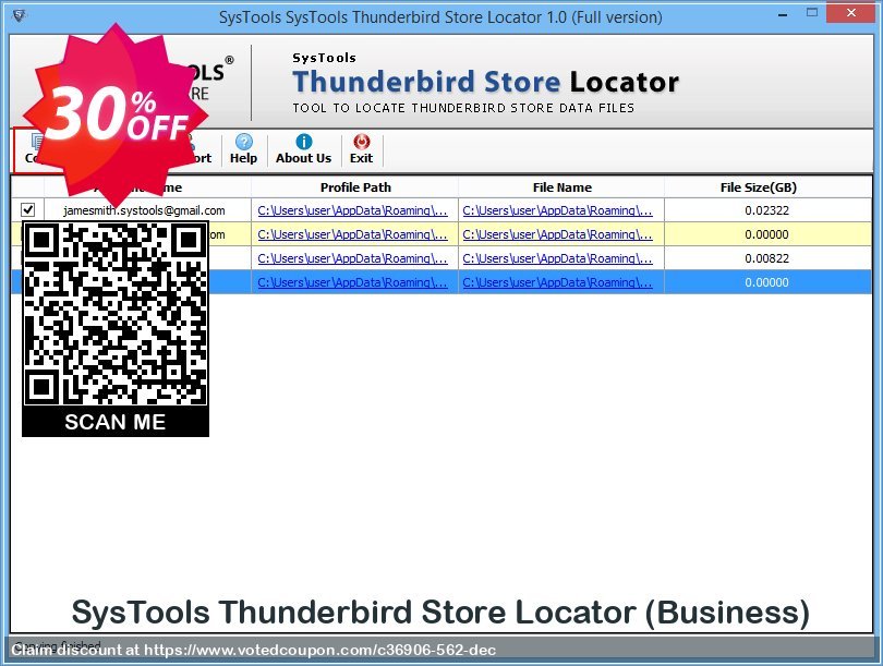 SysTools Thunderbird Store Locator, Business  Coupon, discount SysTools coupon 36906. Promotion: 