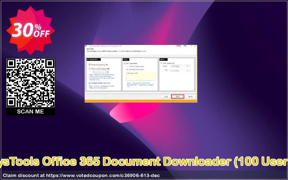 SysTools Office 365 Document Downloader, 100 Users  Coupon, discount SysTools coupon 36906. Promotion: 