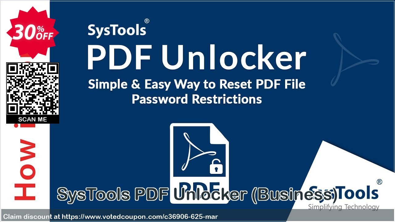 SysTools PDF Unlocker, Business  Coupon, discount SysTools coupon 36906. Promotion: 