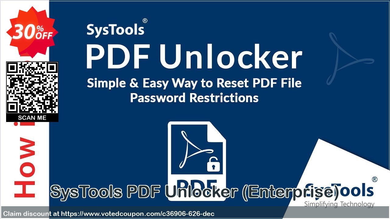 SysTools PDF Unlocker, Enterprise  Coupon Code Mar 2024, 30% OFF - VotedCoupon