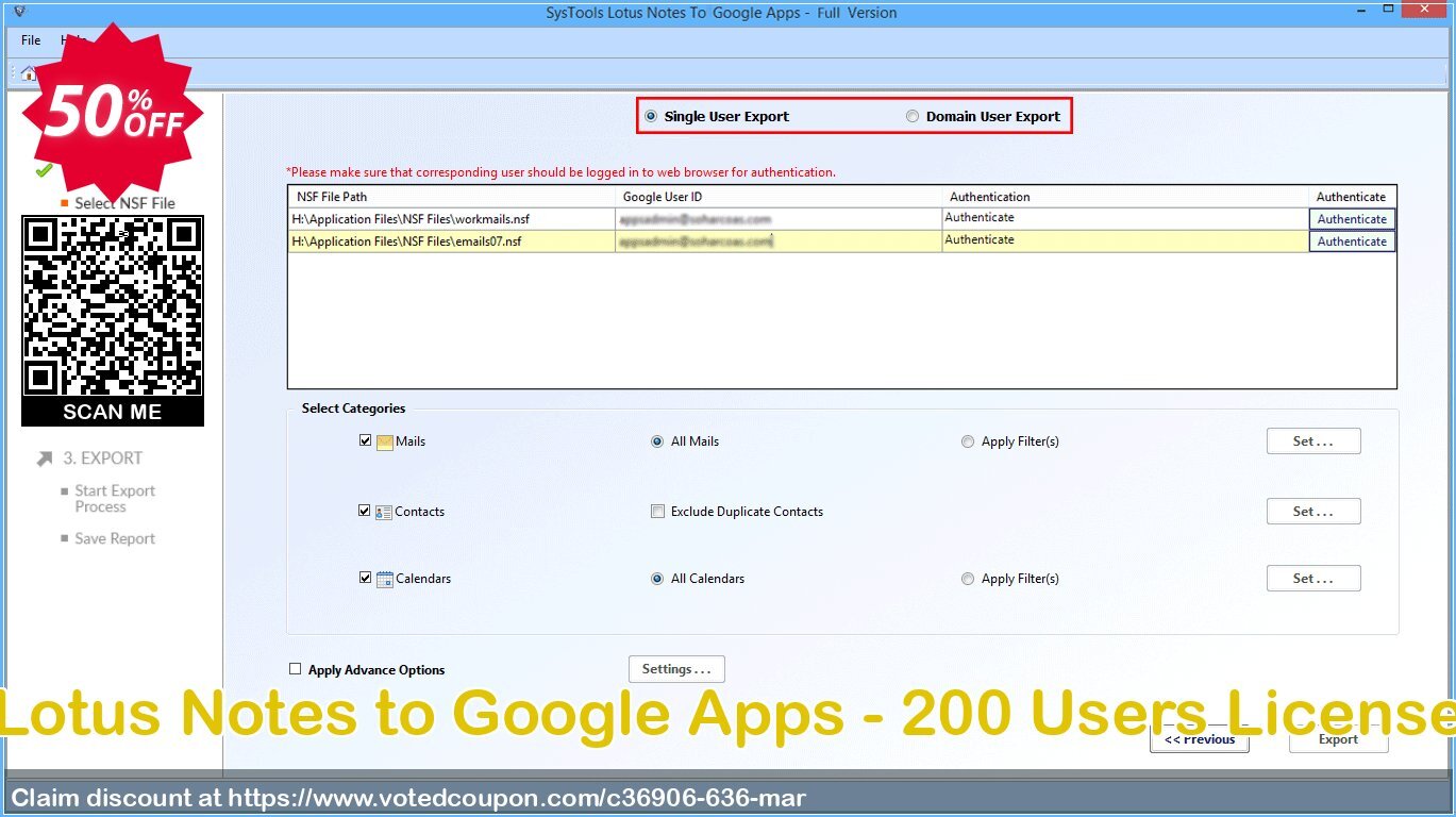 Lotus Notes to Google Apps - 200 Users Plan Coupon Code Apr 2024, 50% OFF - VotedCoupon