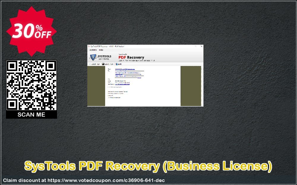 Get 30% OFF SysTools PDF Recovery, Business License Coupon