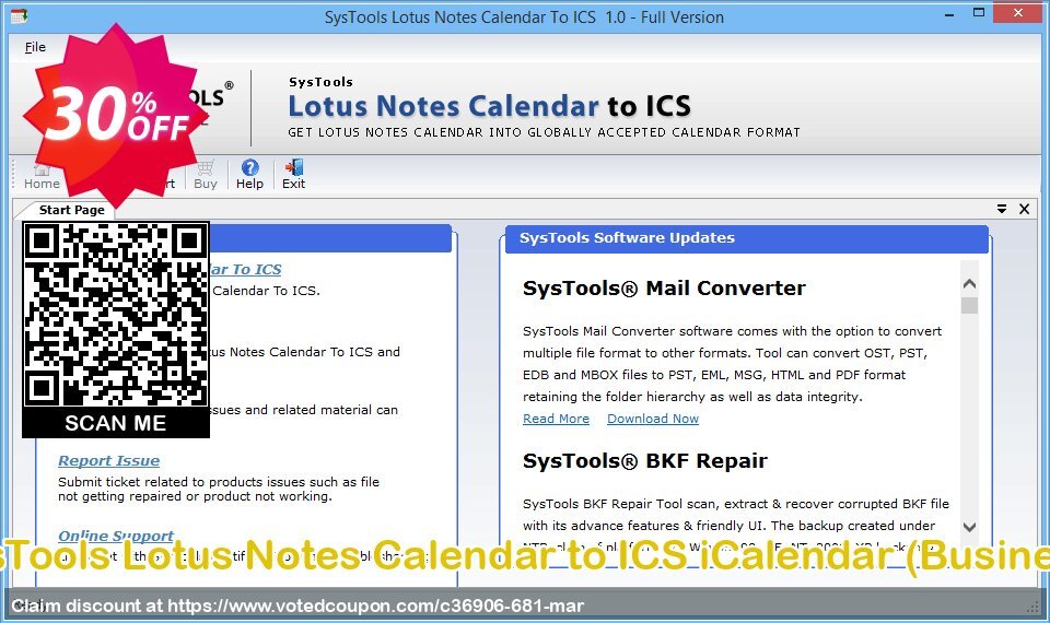 SysTools Lotus Notes Calendar to ICS iCalendar, Business  Coupon, discount SysTools coupon 36906. Promotion: 