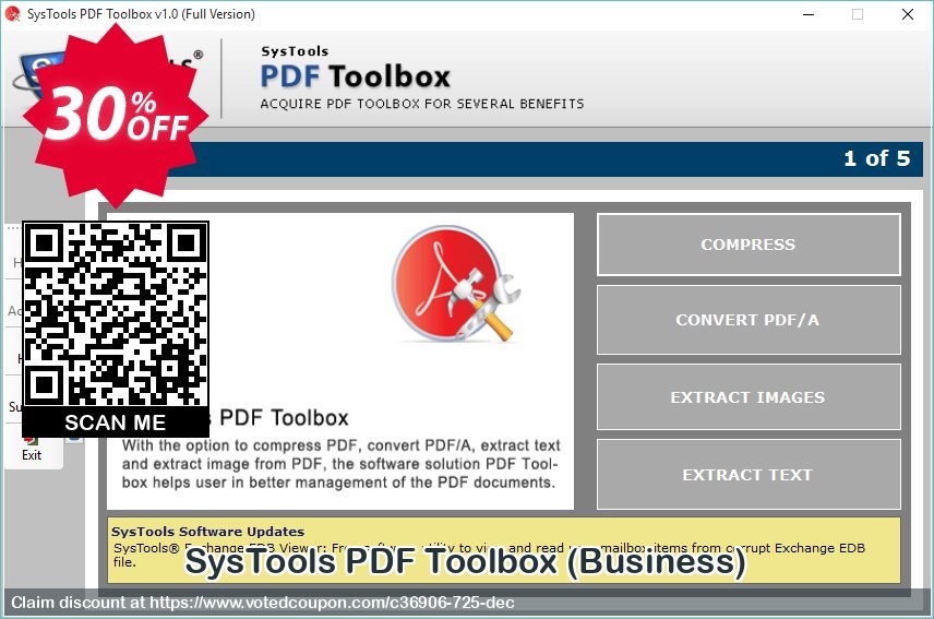 SysTools PDF Toolbox, Business  Coupon, discount SysTools coupon 36906. Promotion: 