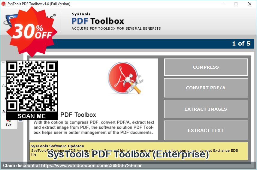 SysTools PDF Toolbox, Enterprise  Coupon, discount SysTools coupon 36906. Promotion: 