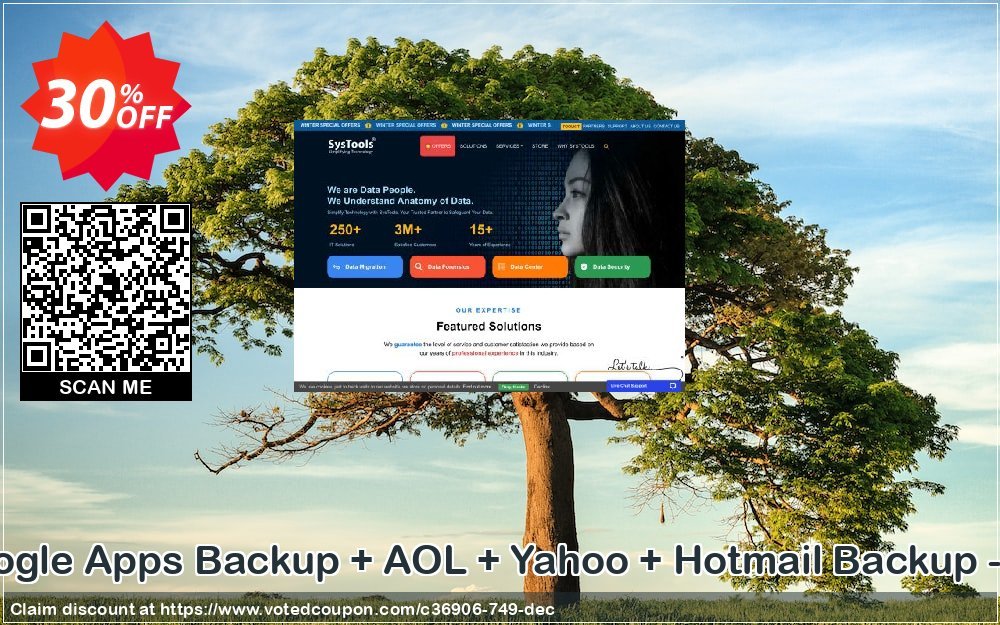 Bundle Offer - Google Apps Backup + AOL + Yahoo + Hotmail Backup - 25 Users Plan Coupon, discount SysTools coupon 36906. Promotion: 