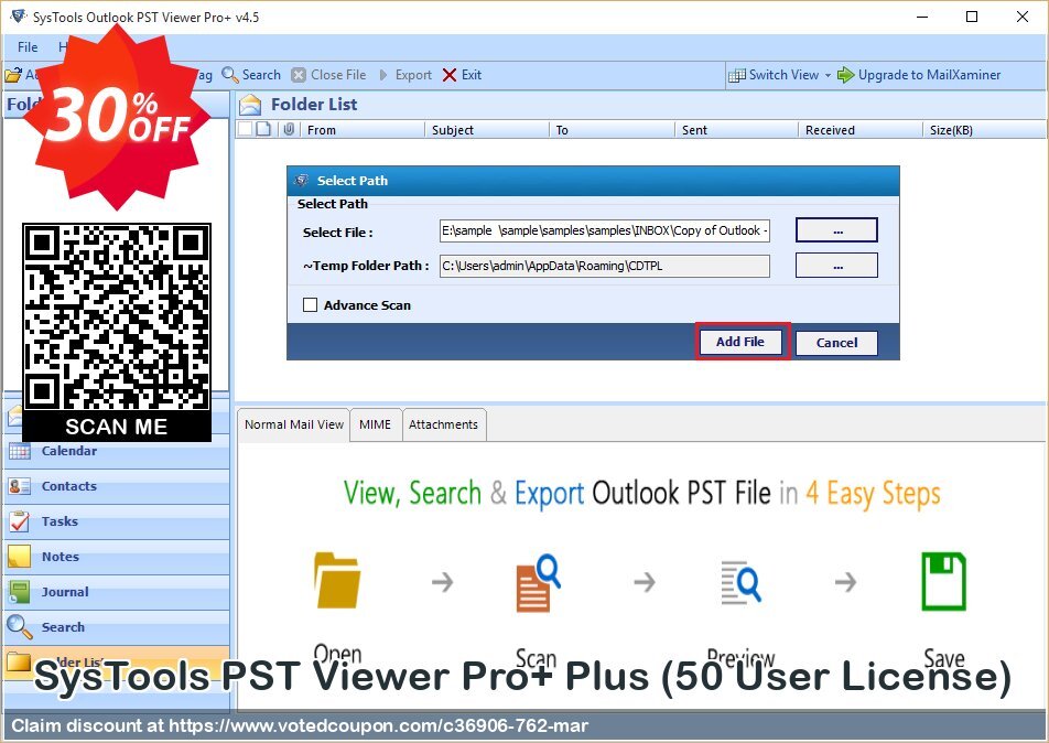 SysTools PST Viewer Pro+ Plus, 50 User Plan  Coupon, discount SysTools coupon 36906. Promotion: 