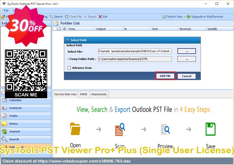 SysTools PST Viewer Pro+ Plus, Single User Plan  Coupon, discount SysTools coupon 36906. Promotion: 