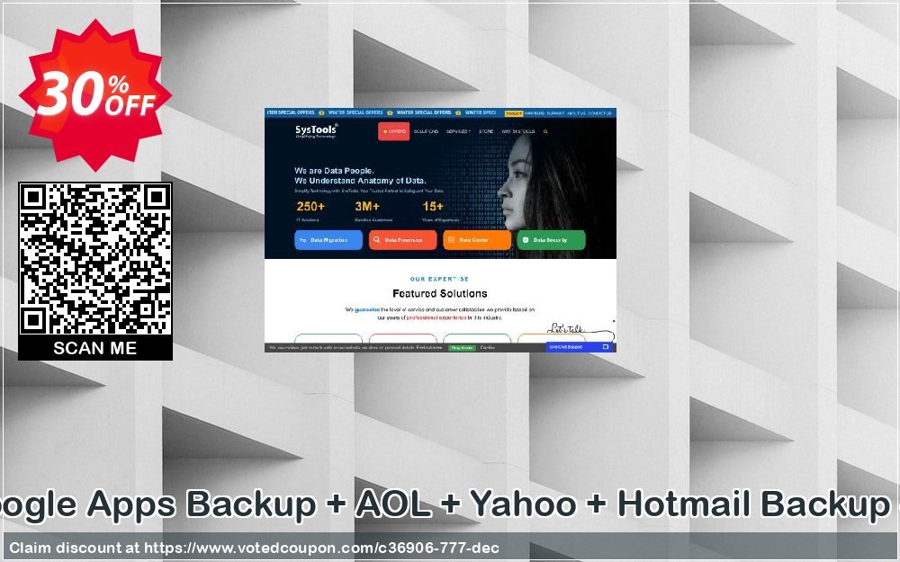 Bundle Offer - Google Apps Backup + AOL + Yahoo + Hotmail Backup - 5 Users Plan Coupon, discount SysTools coupon 36906. Promotion: 
