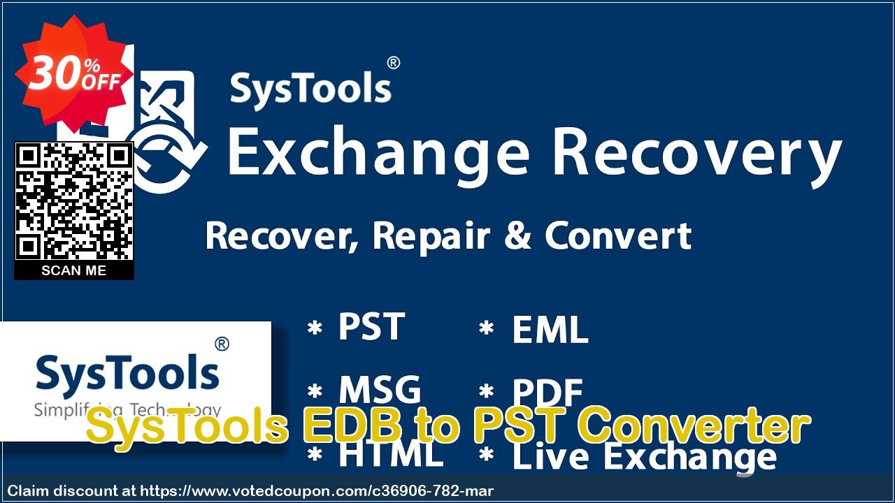 SysTools EDB to PST Converter Coupon, discount 30% OFF SysTools EDB to PST Converter, verified. Promotion: Awful sales code of SysTools EDB to PST Converter, tested & approved