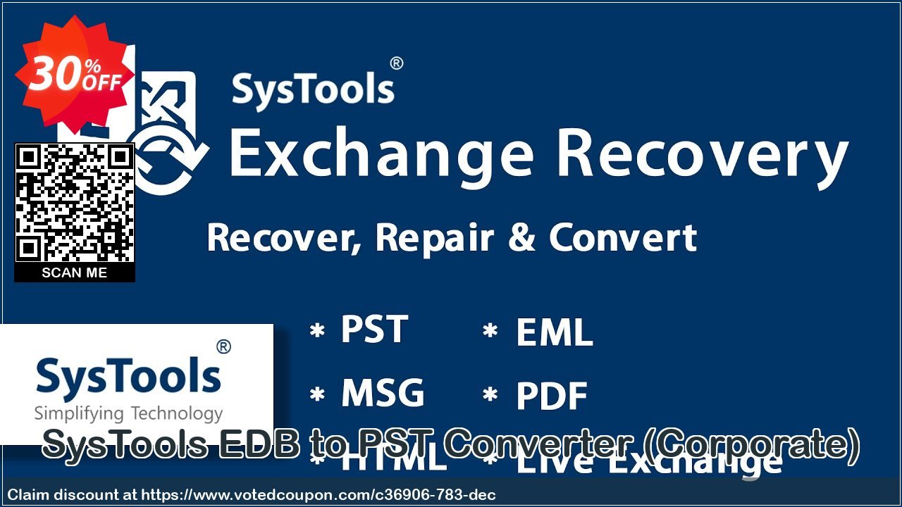SysTools EDB to PST Converter, Corporate  Coupon Code Mar 2024, 30% OFF - VotedCoupon