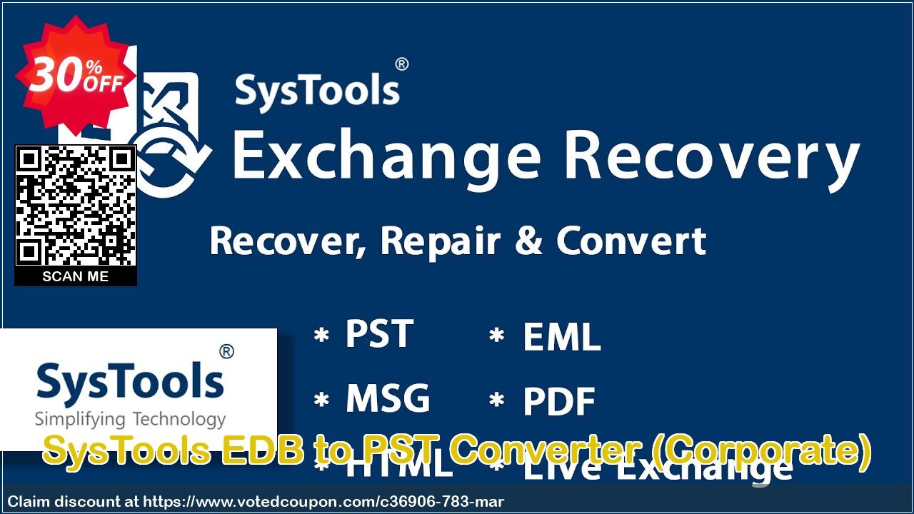 SysTools EDB to PST Converter, Corporate  Coupon Code Apr 2024, 30% OFF - VotedCoupon