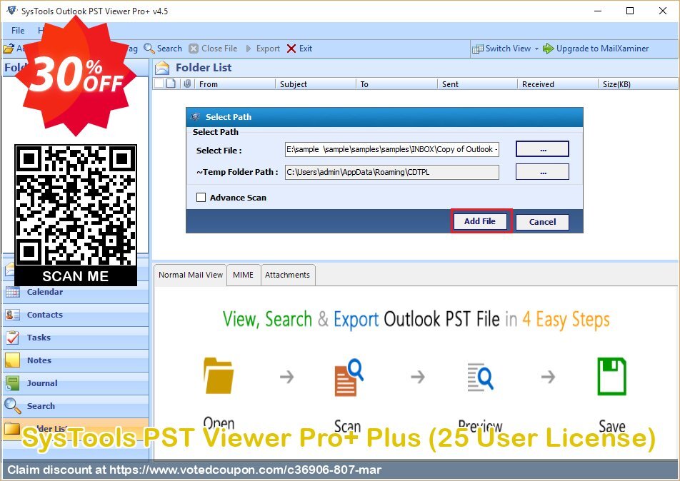 SysTools PST Viewer Pro+ Plus, 25 User Plan  Coupon, discount SysTools coupon 36906. Promotion: 