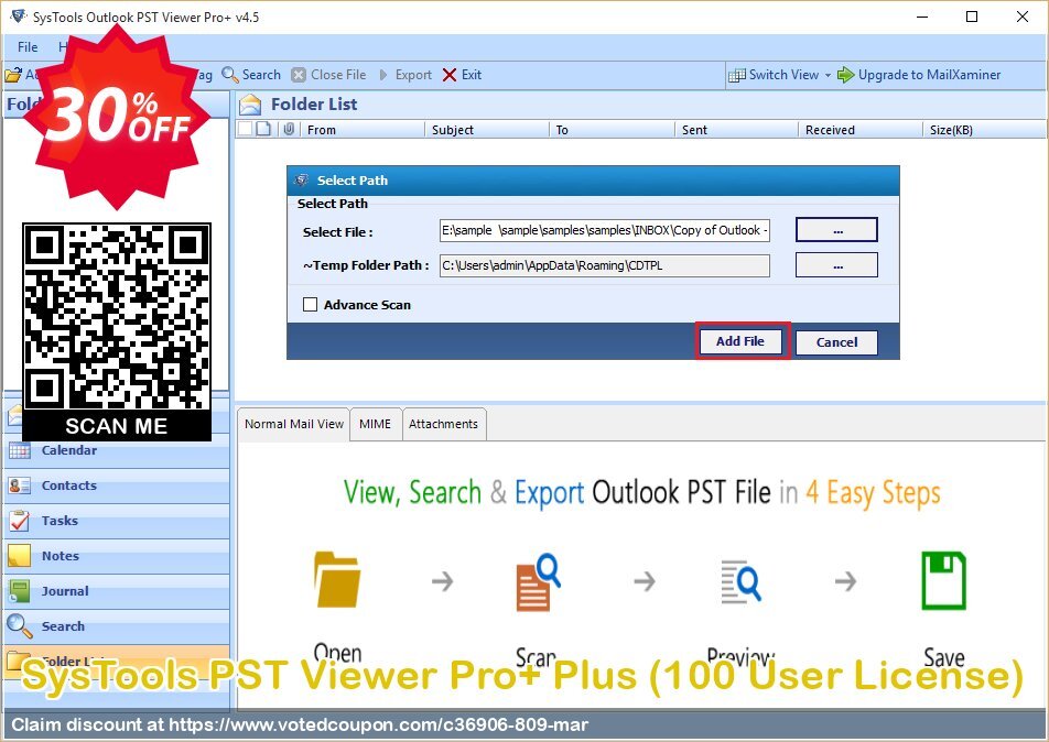 SysTools PST Viewer Pro+ Plus, 100 User Plan  Coupon, discount SysTools coupon 36906. Promotion: 