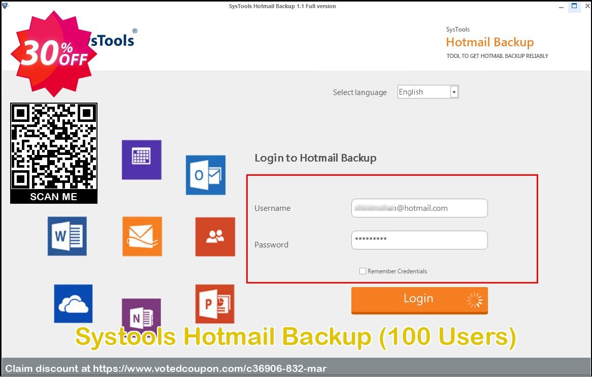 Systools Hotmail Backup, 100 Users  Coupon, discount SysTools coupon 36906. Promotion: 