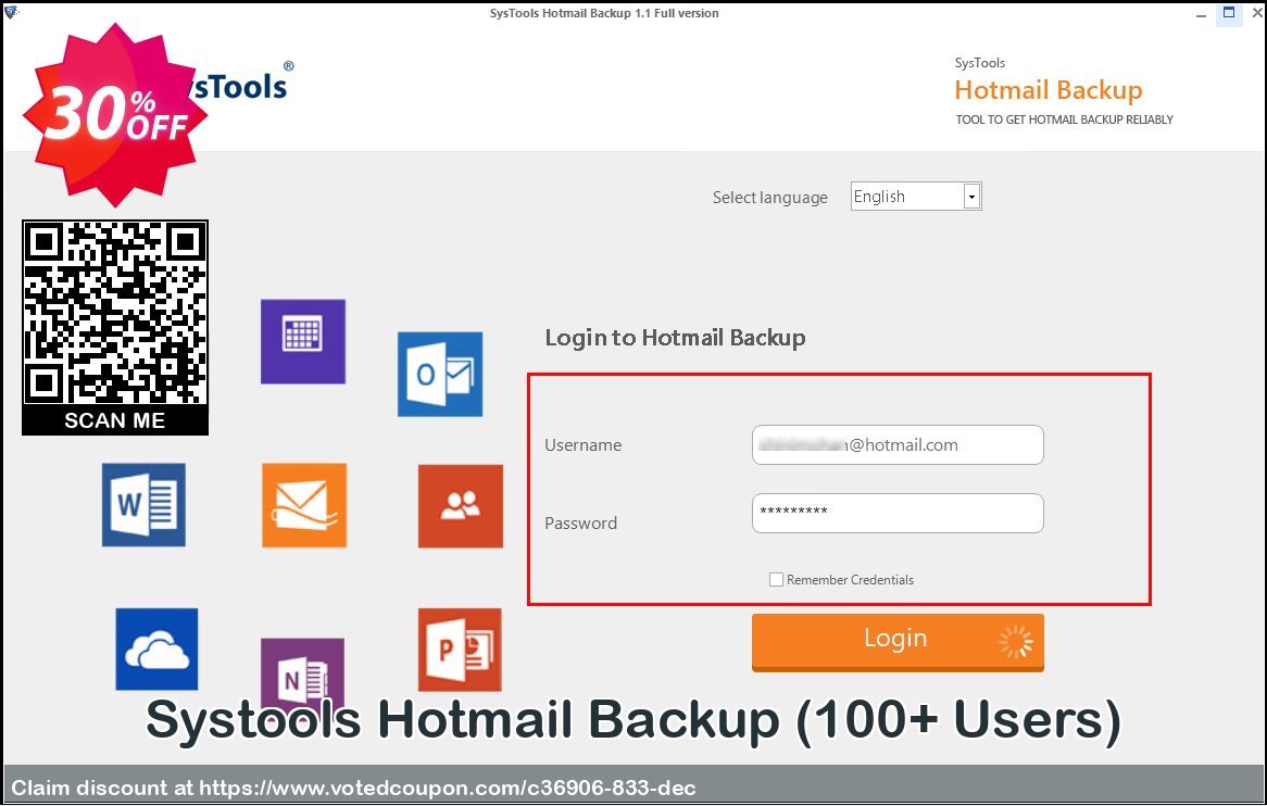 Systools Hotmail Backup, 100+ Users  Coupon, discount SysTools coupon 36906. Promotion: 