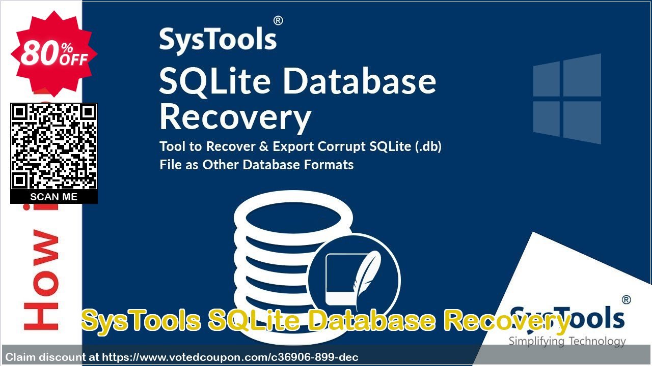 SysTools SQLite Database Recovery Coupon, discount 80% OFF SysTools SQLite Database Recovery, verified. Promotion: Awful sales code of SysTools SQLite Database Recovery, tested & approved