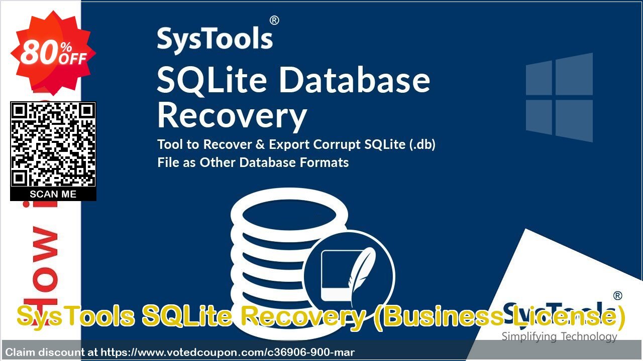 SysTools SQLite Recovery, Business Plan  Coupon, discount 80% OFF SysTools SQLite Recovery (Business License), verified. Promotion: Awful sales code of SysTools SQLite Recovery (Business License), tested & approved