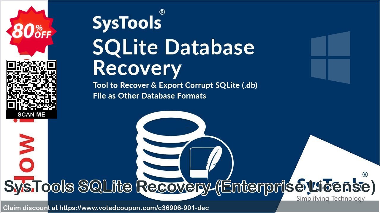 SysTools SQLite Recovery, Enterprise Plan  Coupon, discount 80% OFF SysTools SQLite Recovery (Enterprise License), verified. Promotion: Awful sales code of SysTools SQLite Recovery (Enterprise License), tested & approved