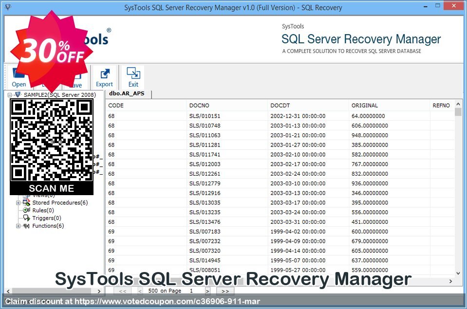 SysTools SQL Server Recovery Manager Coupon, discount SysTools Summer Sale. Promotion: SysTools promotion codes 36906