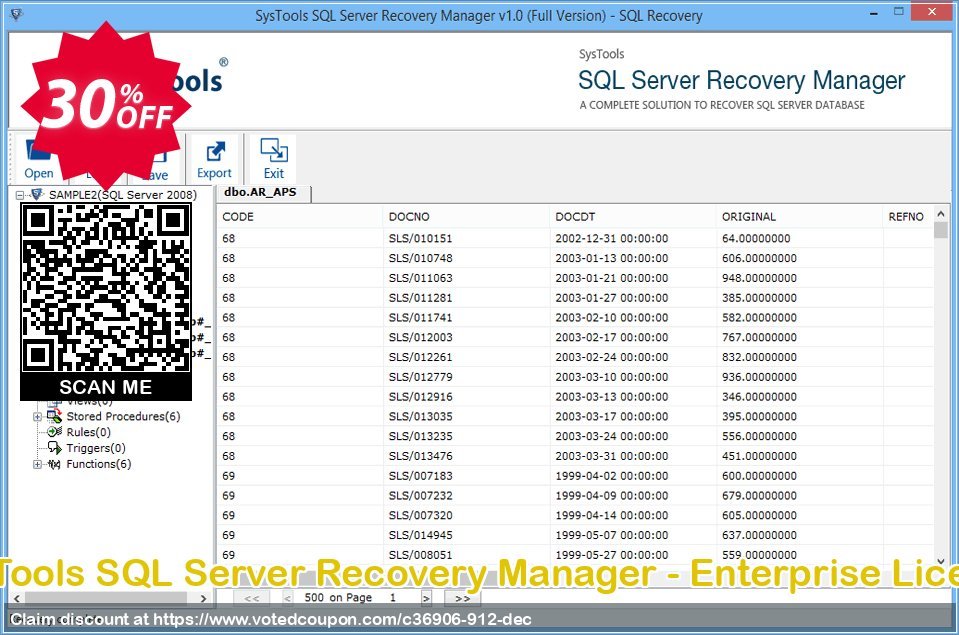 SysTools SQL Server Recovery Manager - Enterprise Plan Coupon, discount SysTools Summer Sale. Promotion: SysTools promotion codes 36906