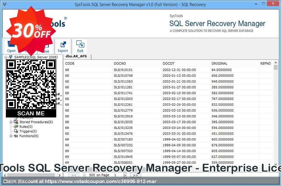 SysTools SQL Server Recovery Manager - Enterprise Plan Coupon, discount SysTools Summer Sale. Promotion: SysTools promotion codes 36906