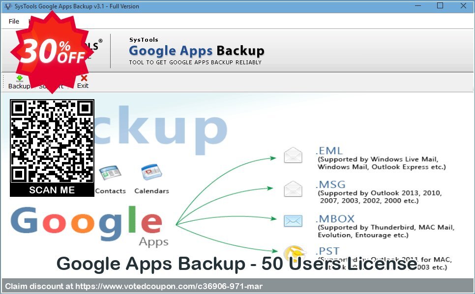 Google Apps Backup - 50 Users Plan Coupon, discount SysTools coupon 36906. Promotion: SysTools promotion codes 36906