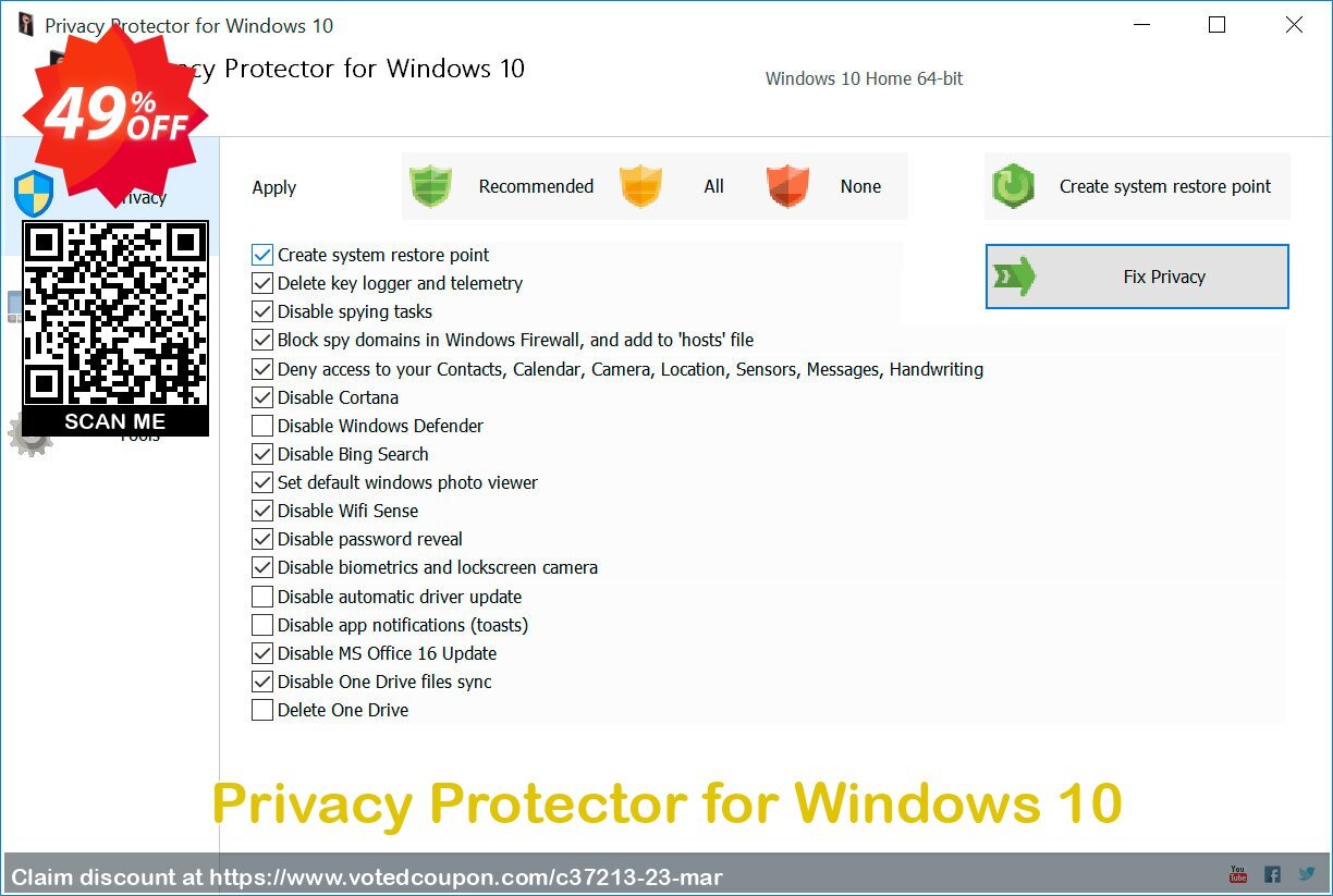 Privacy Protector for WINDOWS 10 Coupon, discount 30% Discount. Promotion: 