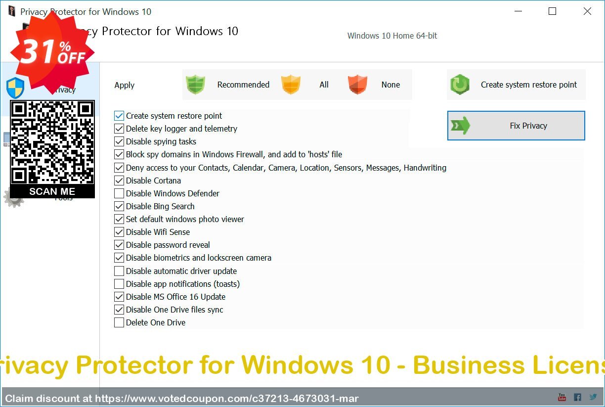 Privacy Protector for WINDOWS 10 - Business Plan