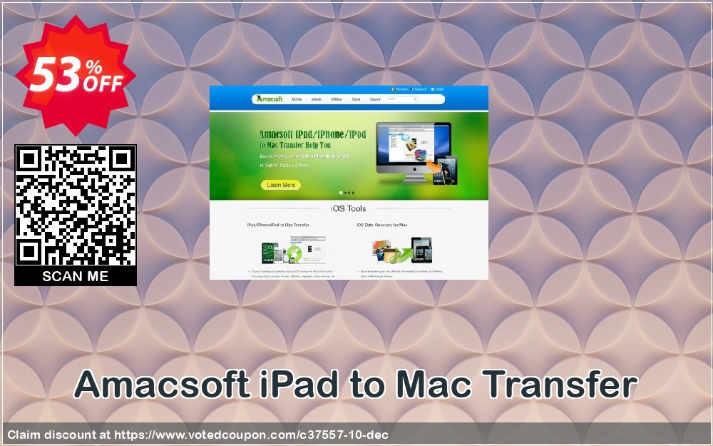 AMACsoft iPad to MAC Transfer Coupon, discount 50% off. Promotion: 