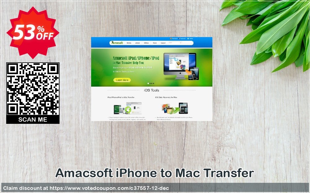 AMACsoft iPhone to MAC Transfer Coupon, discount 50% off. Promotion: 