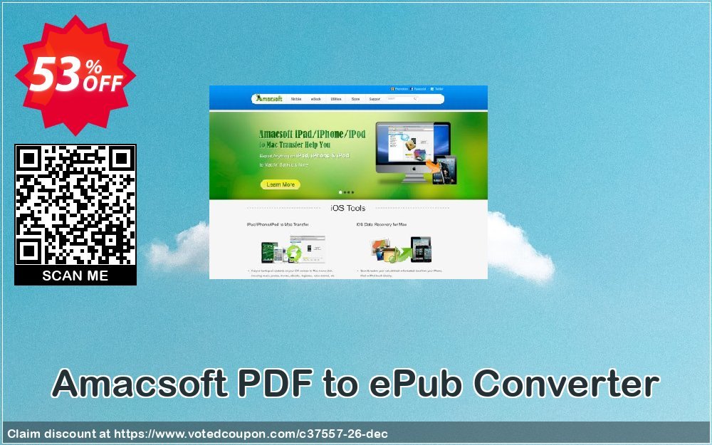 AMACsoft PDF to ePub Converter Coupon, discount 50% off. Promotion: 