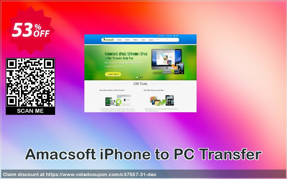 AMACsoft iPhone to PC Transfer Coupon, discount 50% off. Promotion: 