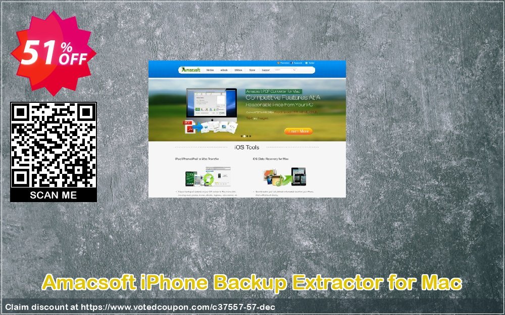 AMACsoft iPhone Backup Extractor for MAC Coupon, discount 50% off. Promotion: 